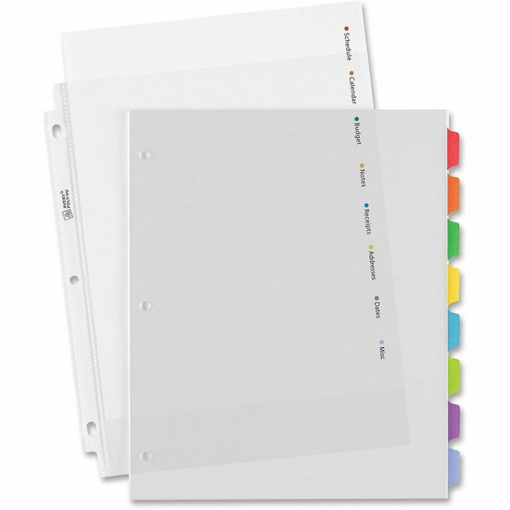 Image of Avery® Clear Easy View Plastic Dividers With Multicolored Tabs And Sheet Protector, 8-Tab, 11 X 8.5, Clear, 1 Set