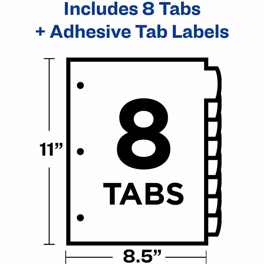 Image of Avery® Big Tab Ultralast Plastic Dividers, 8-Tab, 11 X 8.5, Assorted, 1 Set