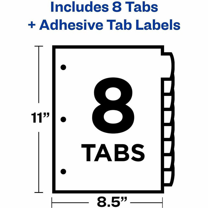 Image of Avery® Big Tab Ultralast Plastic Dividers, 8-Tab, 11 X 8.5, Assorted, 1 Set
