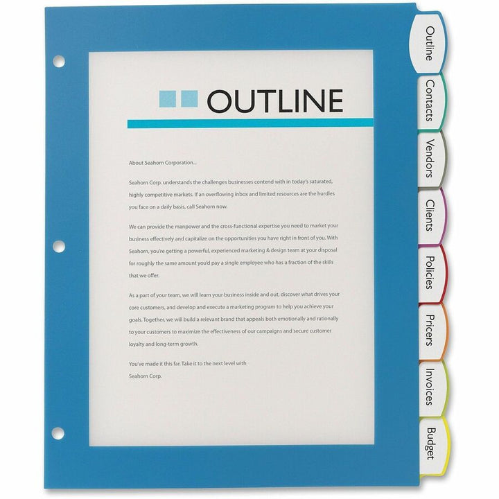 Image of Avery® Big Tab Ultralast Plastic Dividers, 8-Tab, 11 X 8.5, Assorted, 1 Set