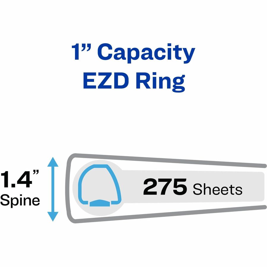 Image of Avery® Heavy-Duty View Binder With Durahinge And One Touch Ezd Rings, 3 Rings, 1" Capacity, 11 X 8.5, Pacific Blue