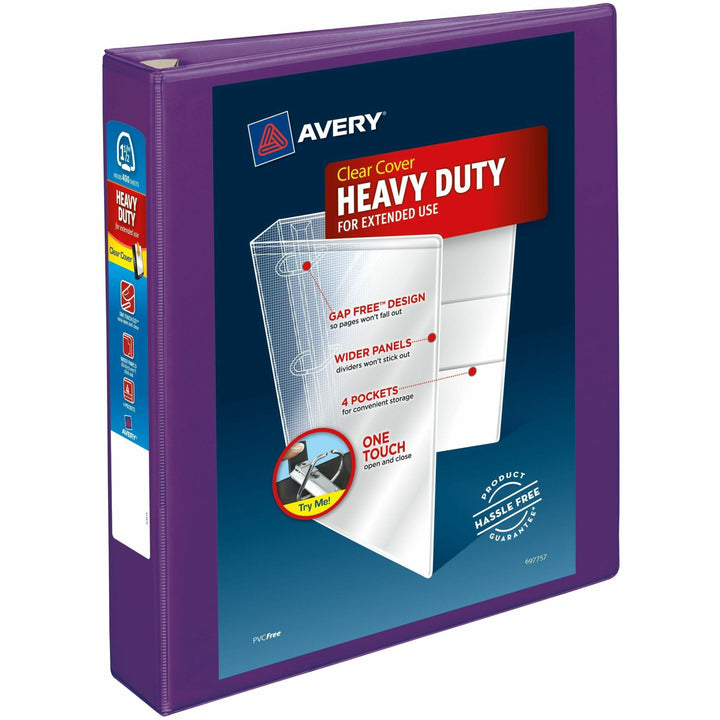 Image of Avery® Heavy-Duty View Binder With Durahinge And One Touch Ezd Rings, 3 Rings, 1.5" Capacity, 11 X 8.5, Purple