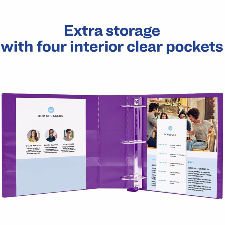 Image of Avery® Heavy-Duty View Binder With Durahinge And One Touch Ezd Rings, 3 Rings, 1.5" Capacity, 11 X 8.5, Purple