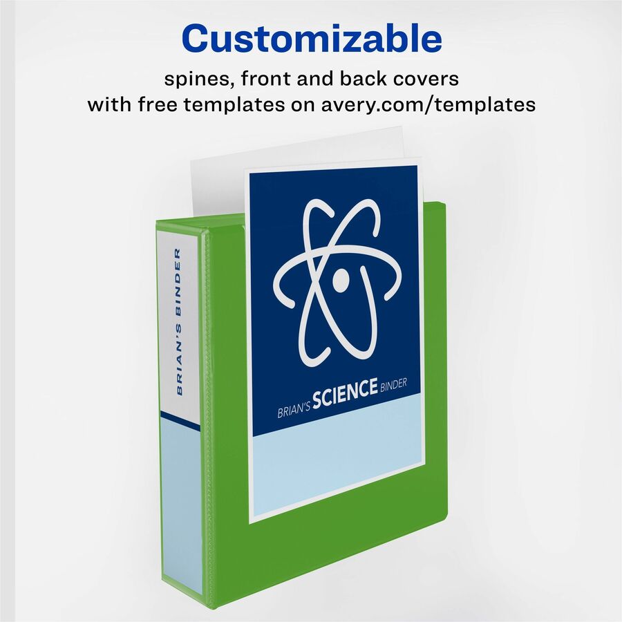 Image of Avery® Heavy-Duty View Binder With Durahinge And One Touch Ezd Rings, 3 Rings, 2" Capacity, 11 X 8.5, Chartreuse