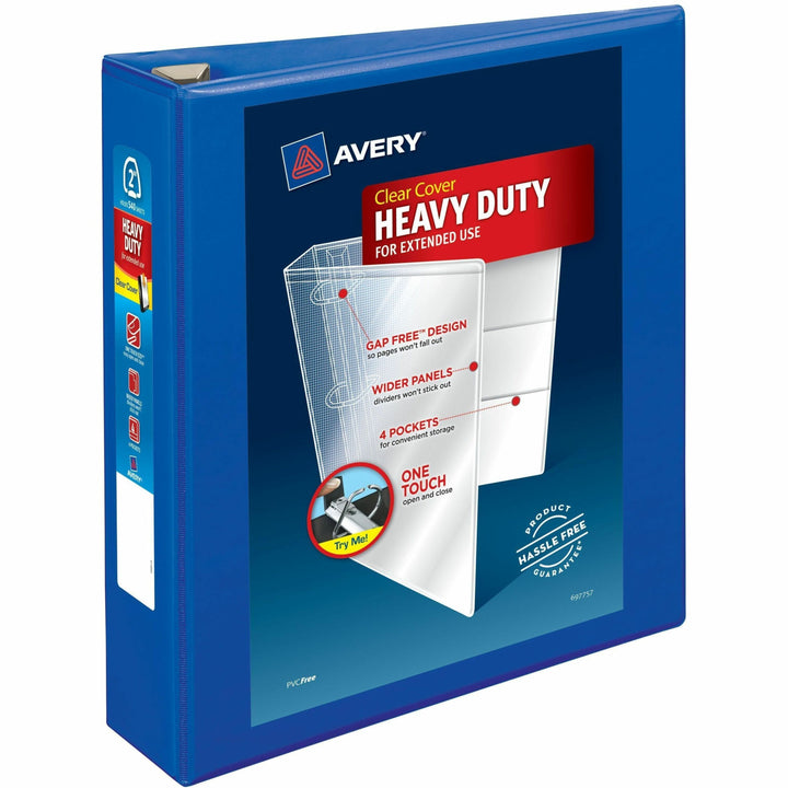 Image of Avery® Heavy-Duty View Binder With Durahinge And One Touch Ezd Rings, 3 Rings, 2" Capacity, 11 X 8.5, Pacific Blue