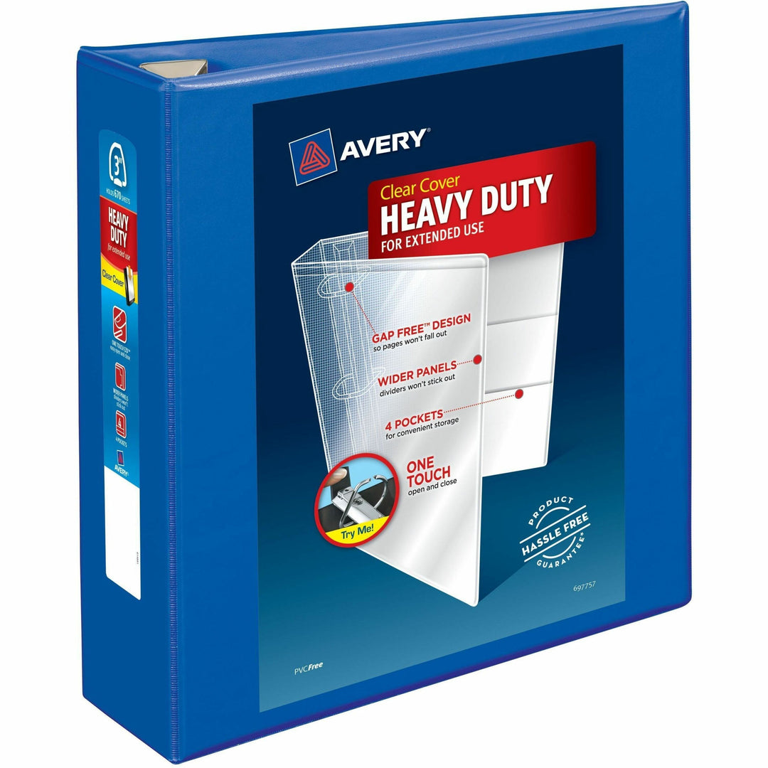 Image of Avery® Heavy-Duty View Binder With Durahinge And Locking One Touch Ezd Rings, 3 Rings, 3" Capacity, 11 X 8.5, Pacific Blue