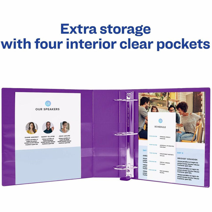 Image of Avery® Heavy-Duty View Binder With Durahinge And Locking One Touch Ezd Rings, 3 Rings, 4" Capacity, 11 X 8.5, Purple