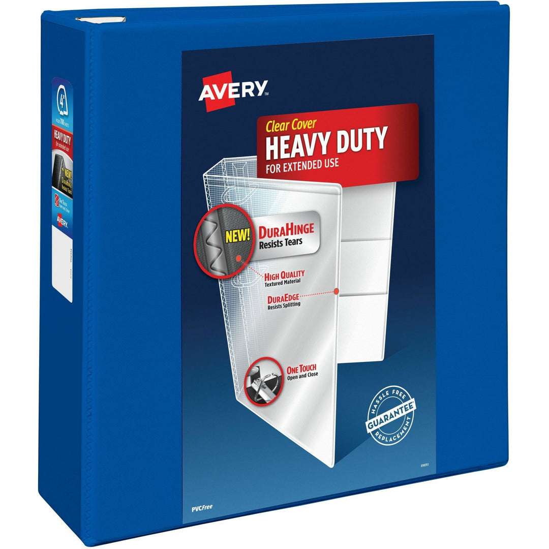 Image of Avery® Heavy-Duty View Binder With Durahinge And Locking One Touch Ezd Rings, 3 Rings, 4" Capacity, 11 X 8.5, Pacific Blue