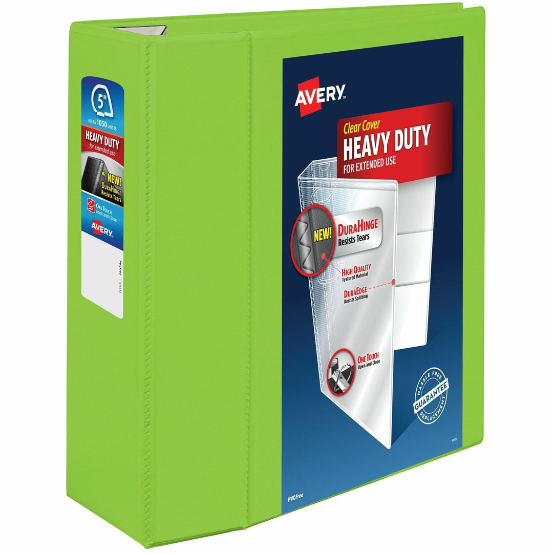 Image of Avery® Heavy-Duty View Binder With Durahinge And Locking One Touch Ezd Rings, 3 Rings, 5" Capacity, 11 X 8.5, Chartreuse