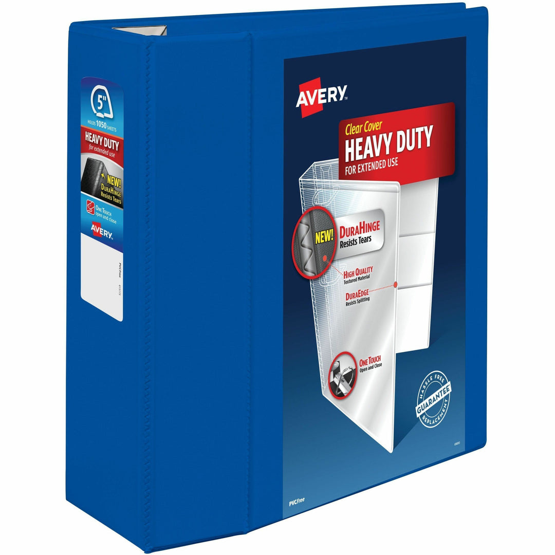 Image of Avery® Heavy-Duty View Binder With Durahinge And Locking One Touch Ezd Rings, 3 Rings, 5" Capacity, 11 X 8.5, Pacific Blue