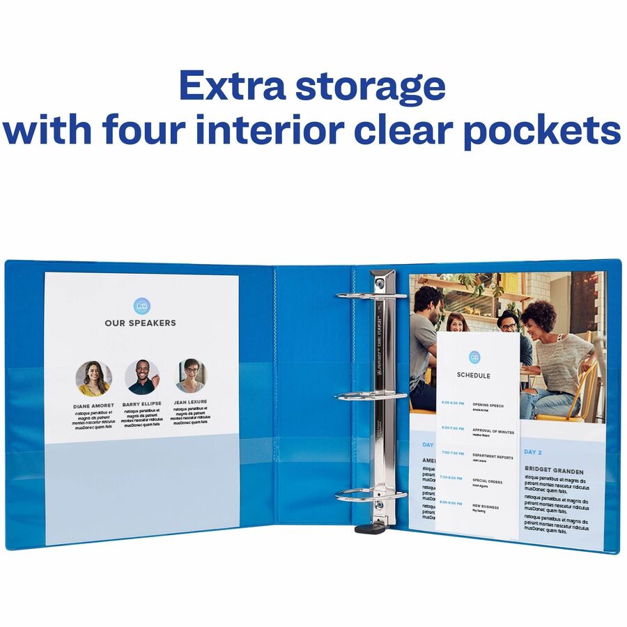 Image of Avery® Heavy-Duty View Binder With Durahinge And Locking One Touch Ezd Rings, 3 Rings, 5" Capacity, 11 X 8.5, Pacific Blue