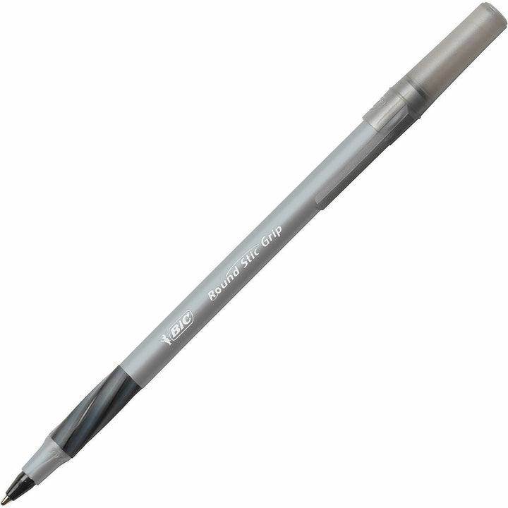 Image of BIC GSMG361BK Round Stic Grip Ballpoint Pen, 1.2 mm Medium Pen Point, Black Ink, Brass Tip, 36 / Box