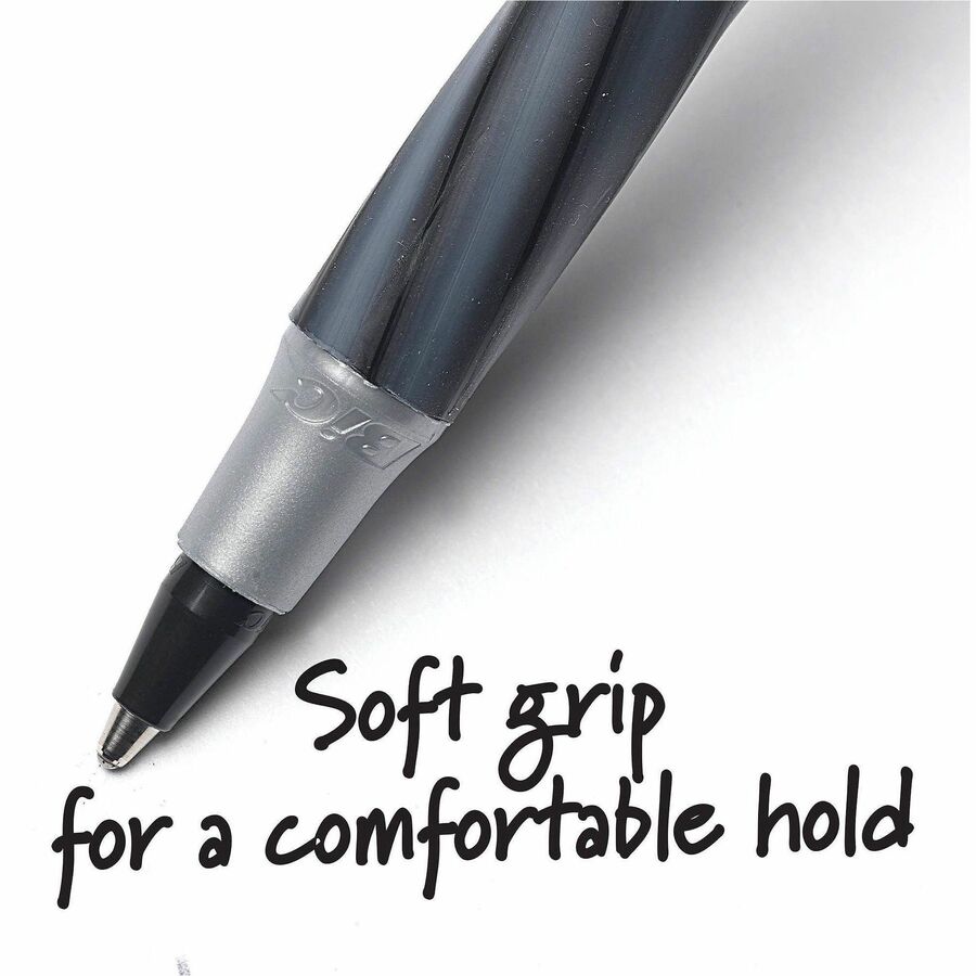 Image of BIC GSMG361BK Round Stic Grip Ballpoint Pen, 1.2 mm Medium Pen Point, Black Ink, Brass Tip, 36 / Box