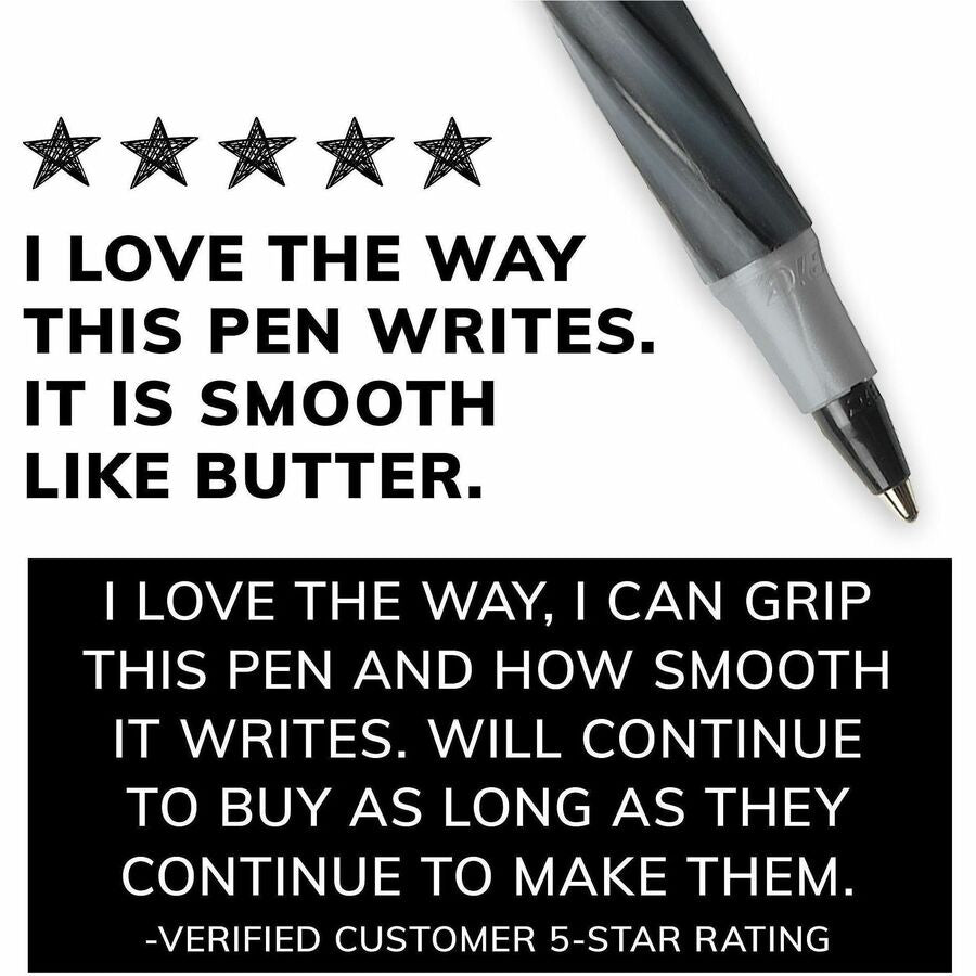Image of BIC GSMG361BK Round Stic Grip Ballpoint Pen, 1.2 mm Medium Pen Point, Black Ink, Brass Tip, 36 / Box