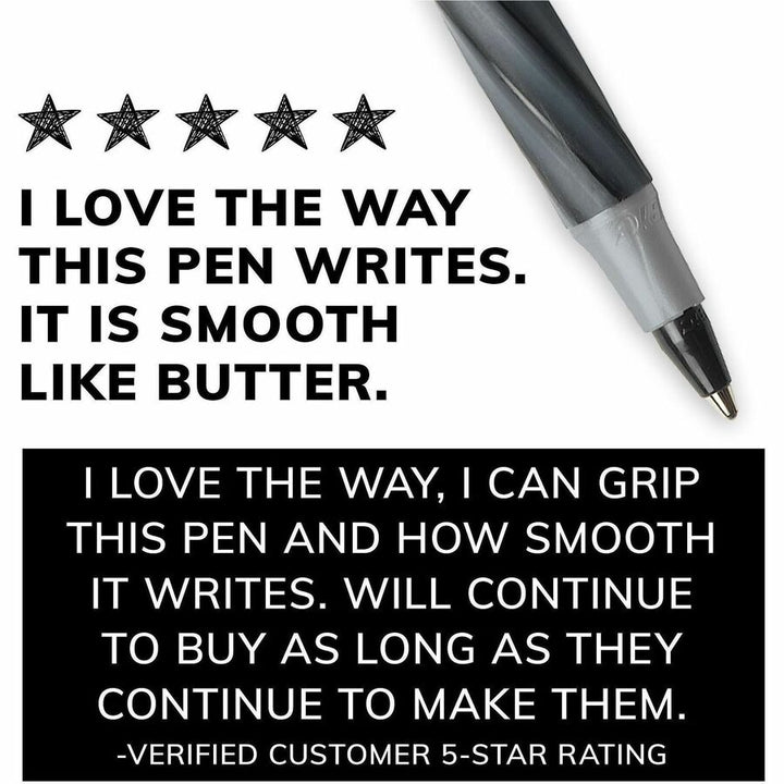 Image of BIC GSMG361BK Round Stic Grip Ballpoint Pen, 1.2 mm Medium Pen Point, Black Ink, Brass Tip, 36 / Box