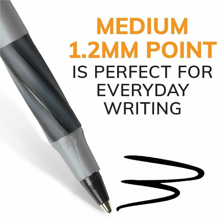 Image of BIC GSMG361BK Round Stic Grip Ballpoint Pen, 1.2 mm Medium Pen Point, Black Ink, Brass Tip, 36 / Box