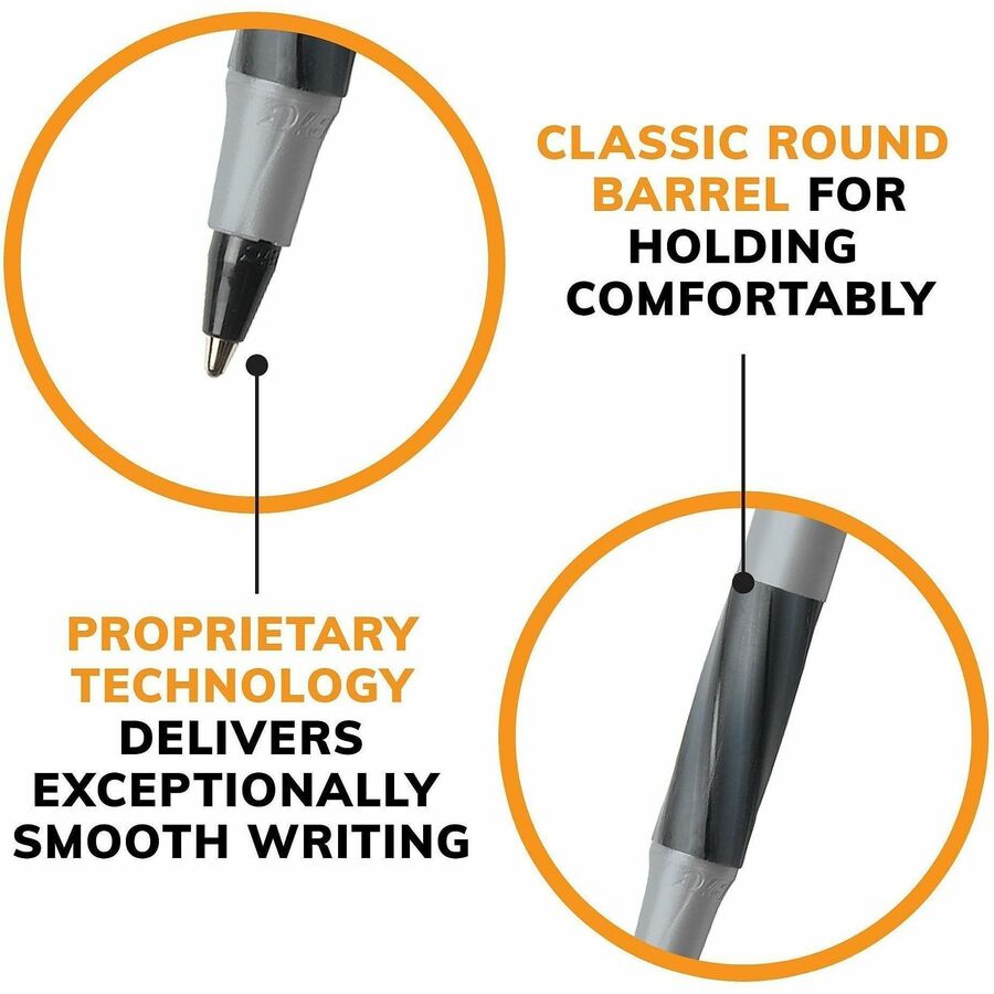 Image of BIC GSMG361BK Round Stic Grip Ballpoint Pen, 1.2 mm Medium Pen Point, Black Ink, Brass Tip, 36 / Box
