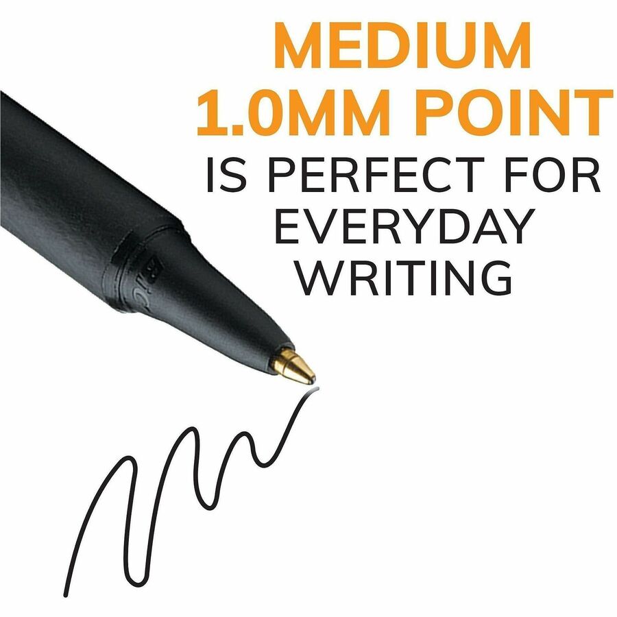 Image of BIC SCSM361BK SoftFeel Retractable Ball Pens, 1 mm Medium Pen Point, Retractable, Black Ink, Black Barrel, 36 / Box