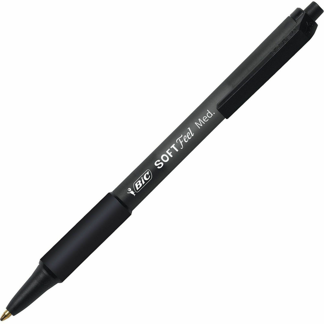 Image of BIC SCSM361BK SoftFeel Retractable Ball Pens, 1 mm Medium Pen Point, Retractable, Black Ink, Black Barrel, 36 / Box