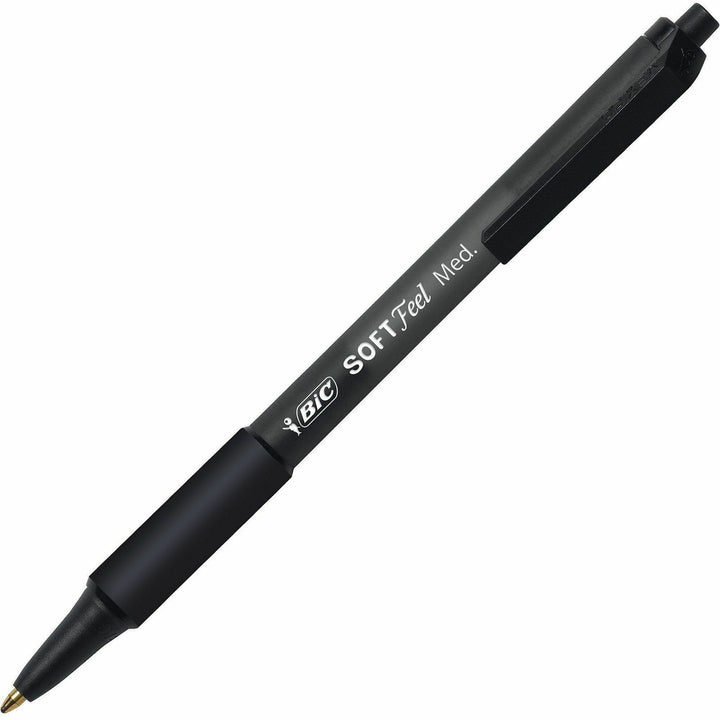 Image of BIC SCSM361BK SoftFeel Retractable Ball Pens, 1 mm Medium Pen Point, Retractable, Black Ink, Black Barrel, 36 / Box