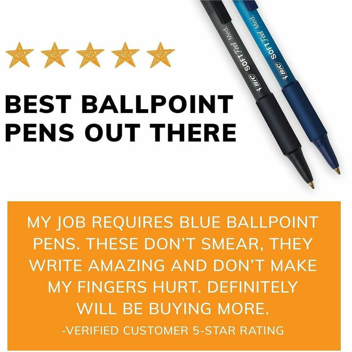 Image of BIC SCSM361BK SoftFeel Retractable Ball Pens, 1 mm Medium Pen Point, Retractable, Black Ink, Black Barrel, 36 / Box