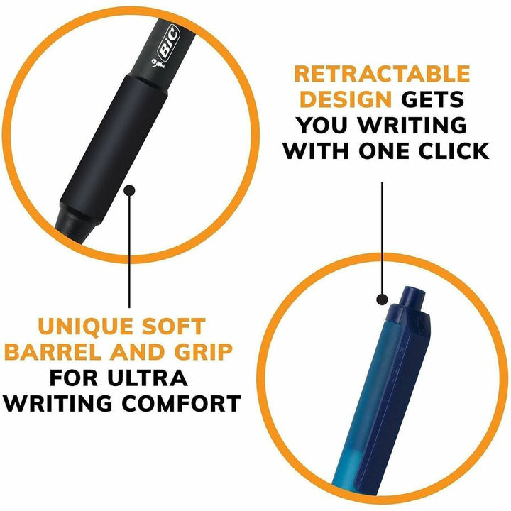 Image of BIC SCSM361BK SoftFeel Retractable Ball Pens, 1 mm Medium Pen Point, Retractable, Black Ink, Black Barrel, 36 / Box