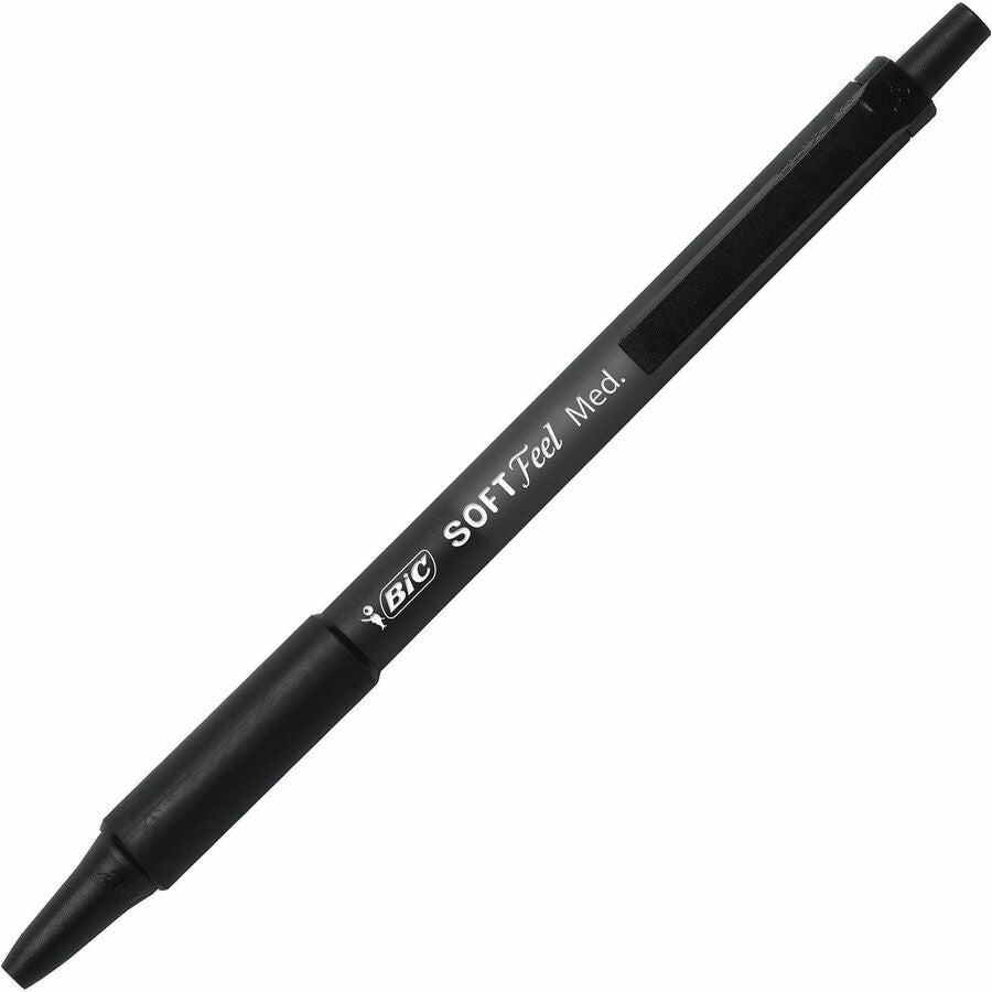 Image of BIC SCSM361BK SoftFeel Retractable Ball Pens, 1 mm Medium Pen Point, Retractable, Black Ink, Black Barrel, 36 / Box