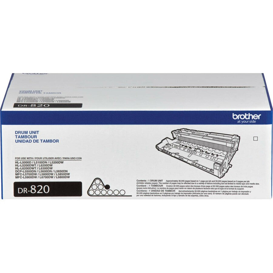 Image of Brother DR820 Drum Unit, Laser Print Technology, 30000, Black, OEM, 1 Each
