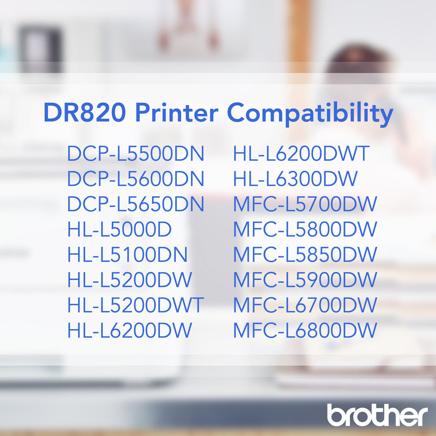 Image of Brother DR820 Drum Unit, Laser Print Technology, 30000, Black, OEM, 1 Each