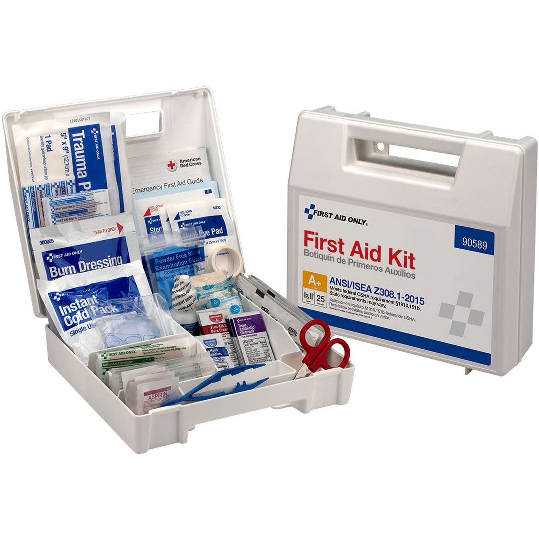 Image of First Aid Only 90589 25-Person Bulk Plastic First Aid Kit, ANSI Compliant, 141 x Piece(s) For 25 x Individual(s), 1 Each