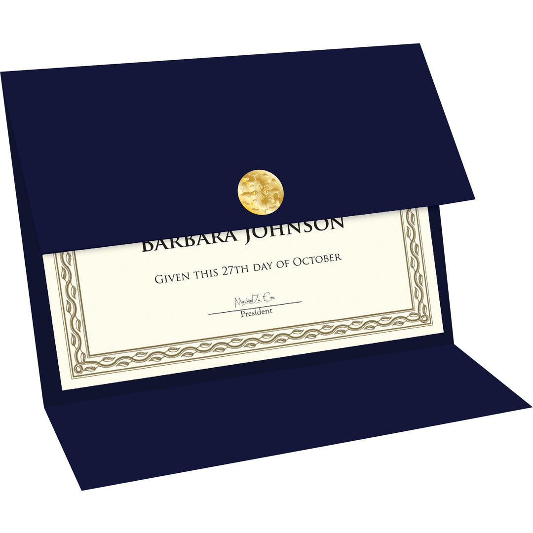 Image of Geographics® Tri-Fold Certificate Holder, 9.25 x 12.5, Navy Blue, 5/Pack