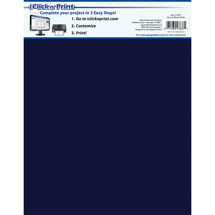 Image of Geographics® Tri-Fold Certificate Holder, 9.25 x 12.5, Navy Blue, 5/Pack