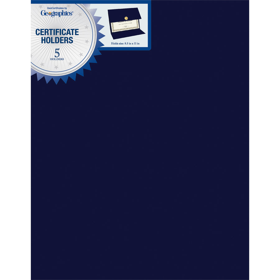Image of Geographics® Tri-Fold Certificate Holder, 9.25 x 12.5, Navy Blue, 5/Pack