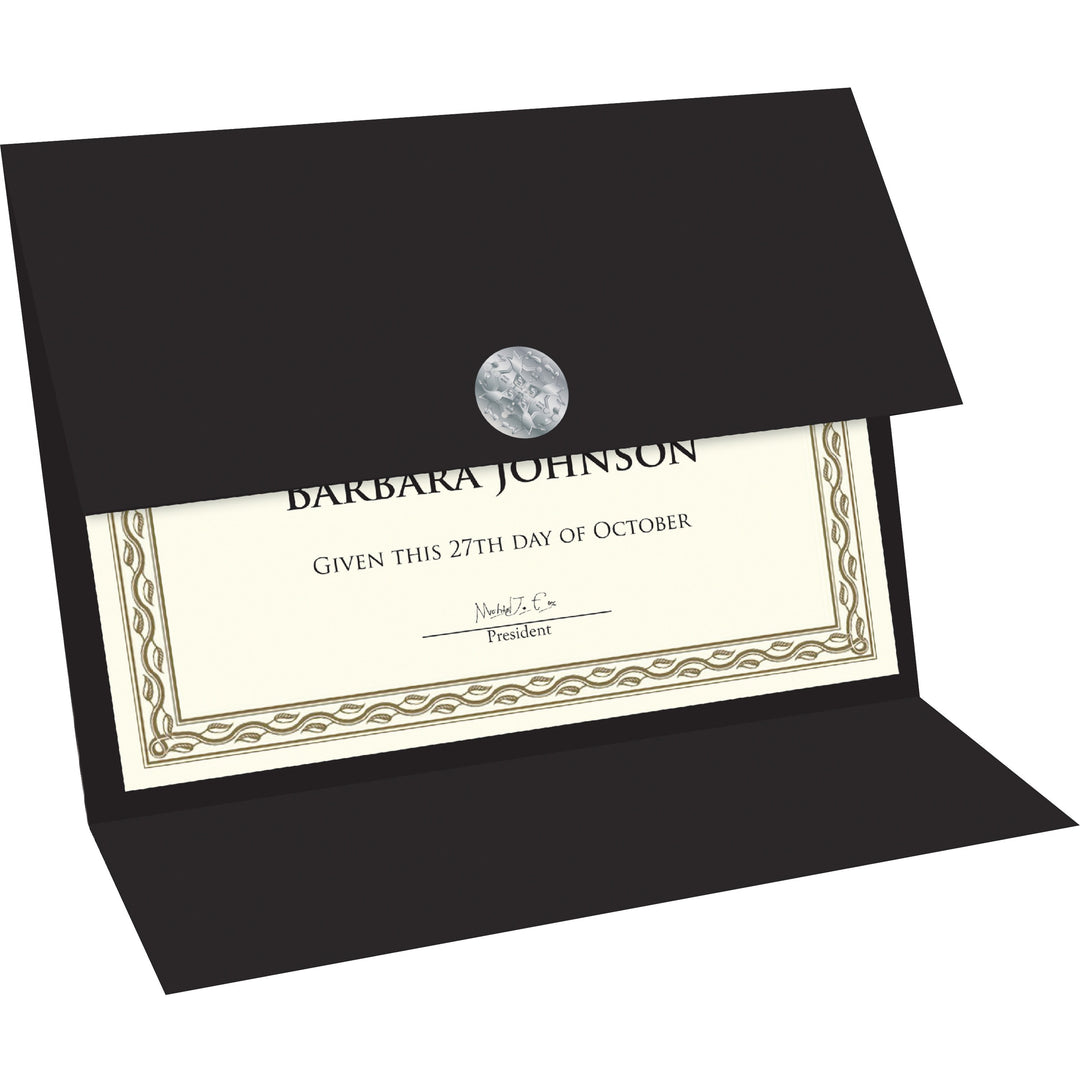 Image of Geographics® Tri-Fold Certificate Holder, 9.2 x 12.5, Black, 5/Pack