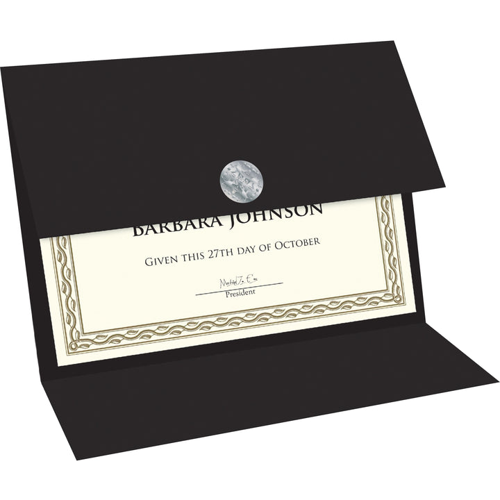 Image of Geographics® Tri-Fold Certificate Holder, 9.2 x 12.5, Black, 5/Pack