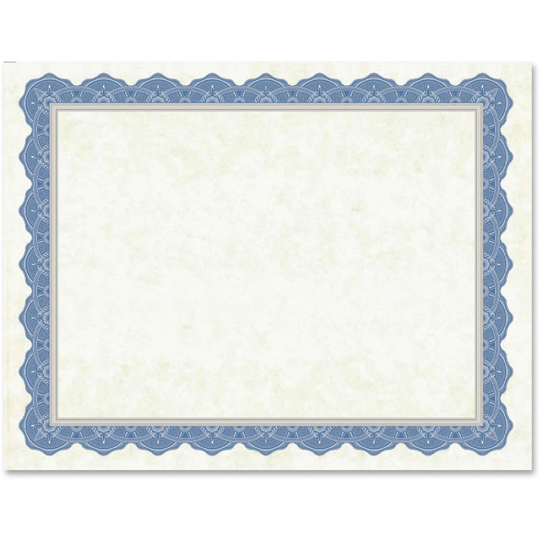 Image of Geographics® Award Certificates, 8.5 x 11, Natural with Braided Blue/Silver Border, 15/Pack