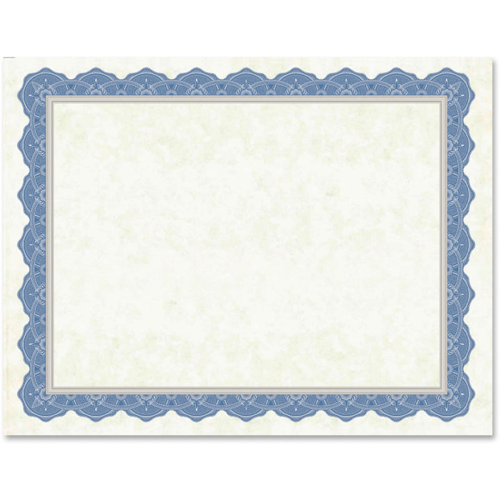 Image of Geographics® Award Certificates, 8.5 x 11, Natural with Braided Blue/Silver Border, 15/Pack