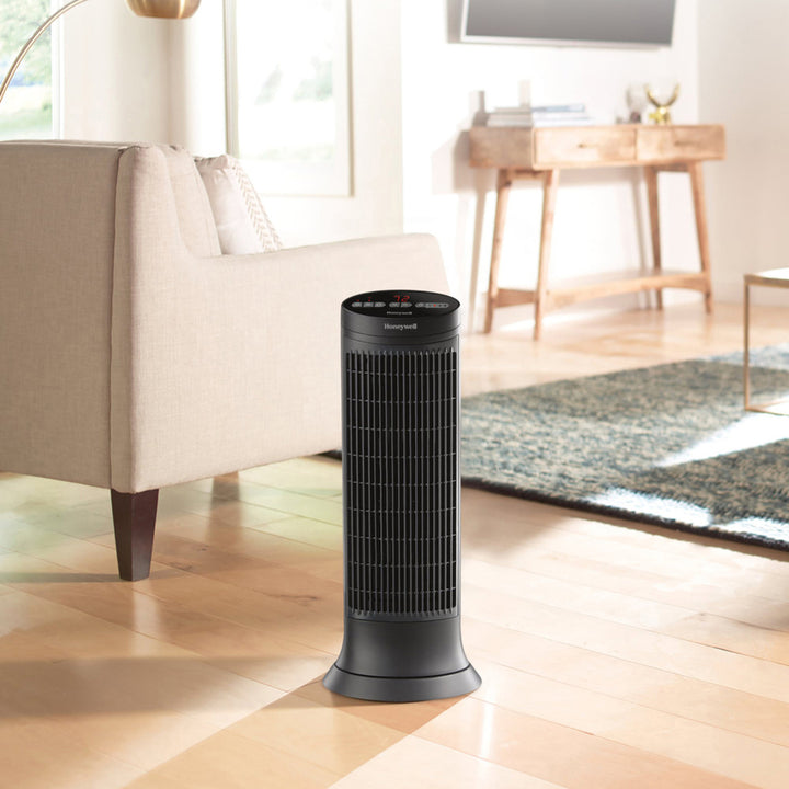 Image of Honeywell Digital Tower Heater,Remote,Motion Sensor,23-1/2"H,Black