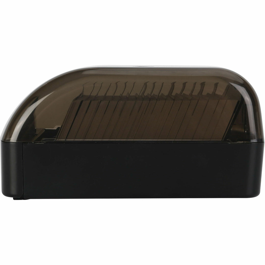 Image of Lorell 01028 Desktop Business Card File, 350 Card Capacity, Black, Clear, 1 Each