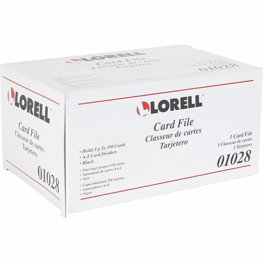 Image of Lorell 01028 Desktop Business Card File, 350 Card Capacity, Black, Clear, 1 Each