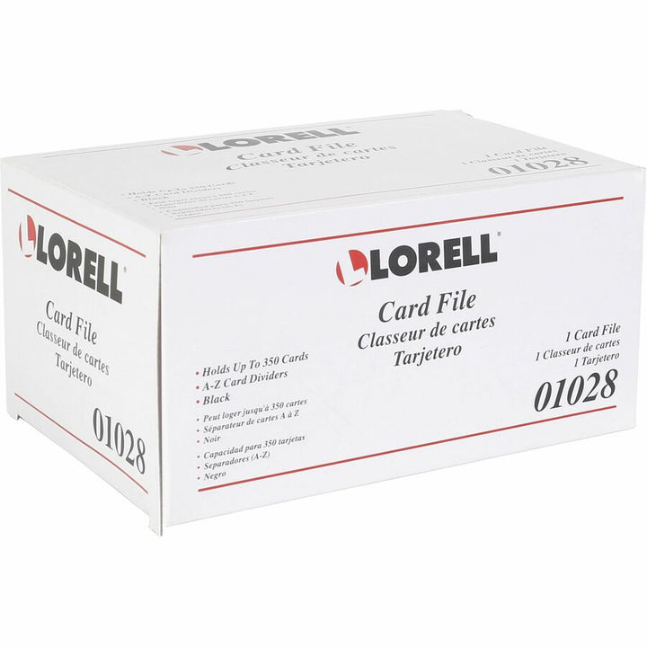 Image of Lorell 01028 Desktop Business Card File, 350 Card Capacity, Black, Clear, 1 Each