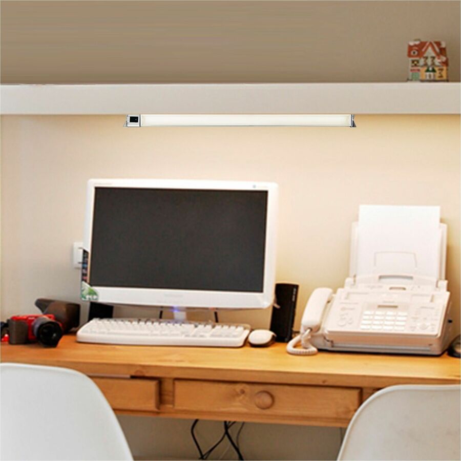 Image of Lorell 13200 Under Cabinet Task Light, 7 W LED Bulb, Adjustable Angle, 420 lm Lumens, Undercabinet Mountable, Silver, for Cabinet, Indoor, 1 Each