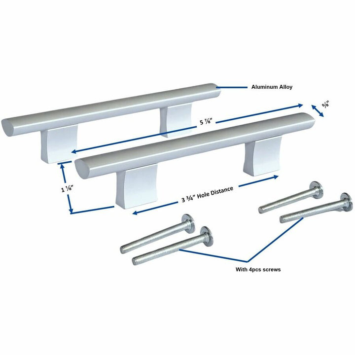 Image of Lorell 34346 Chateau Series Laminate Drawer Modern Pulls, Modern, 5.88" W x 0.63" D x 1.13" Height, Aluminum Alloy, Silver, 2 / Pack
