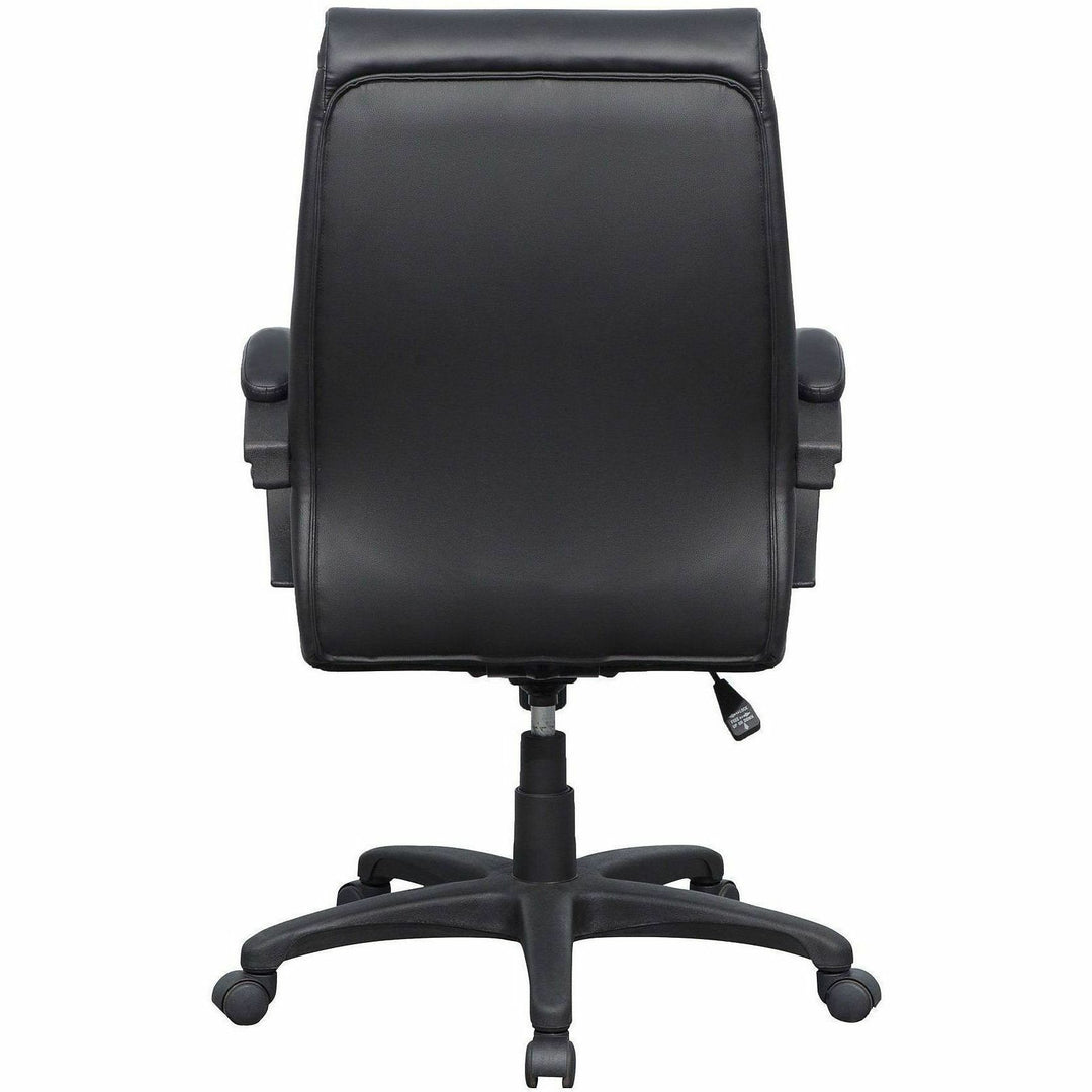 Image of Lorell 59532 Deluxe High-back Office Chair, Leather Seat Material, Leather Back Material, High Back, 5-star Base, Black, 1 Each