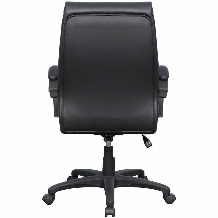 Image of Lorell 59532 Deluxe High-back Office Chair, Leather Seat Material, Leather Back Material, High Back, 5-star Base, Black, 1 Each