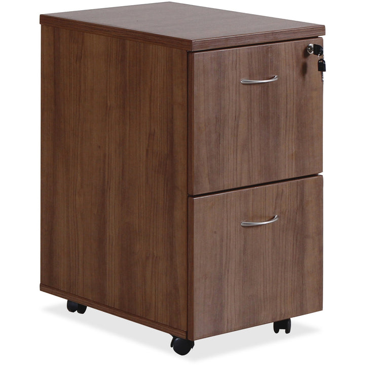 Image of Lorell Mobile F/F Pedestal, 16"x22"x28-1/4", Walnut