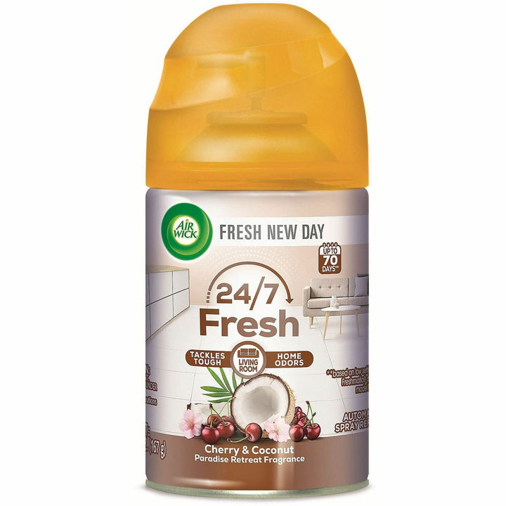 Image of Air Wick 91099 Freshmatic Life Scents Refill, Spray, 5.9 fl oz (0.2 quart), Paradise Retreat, 60 Day, Wall Mountable, Long Lasting, 1 Each