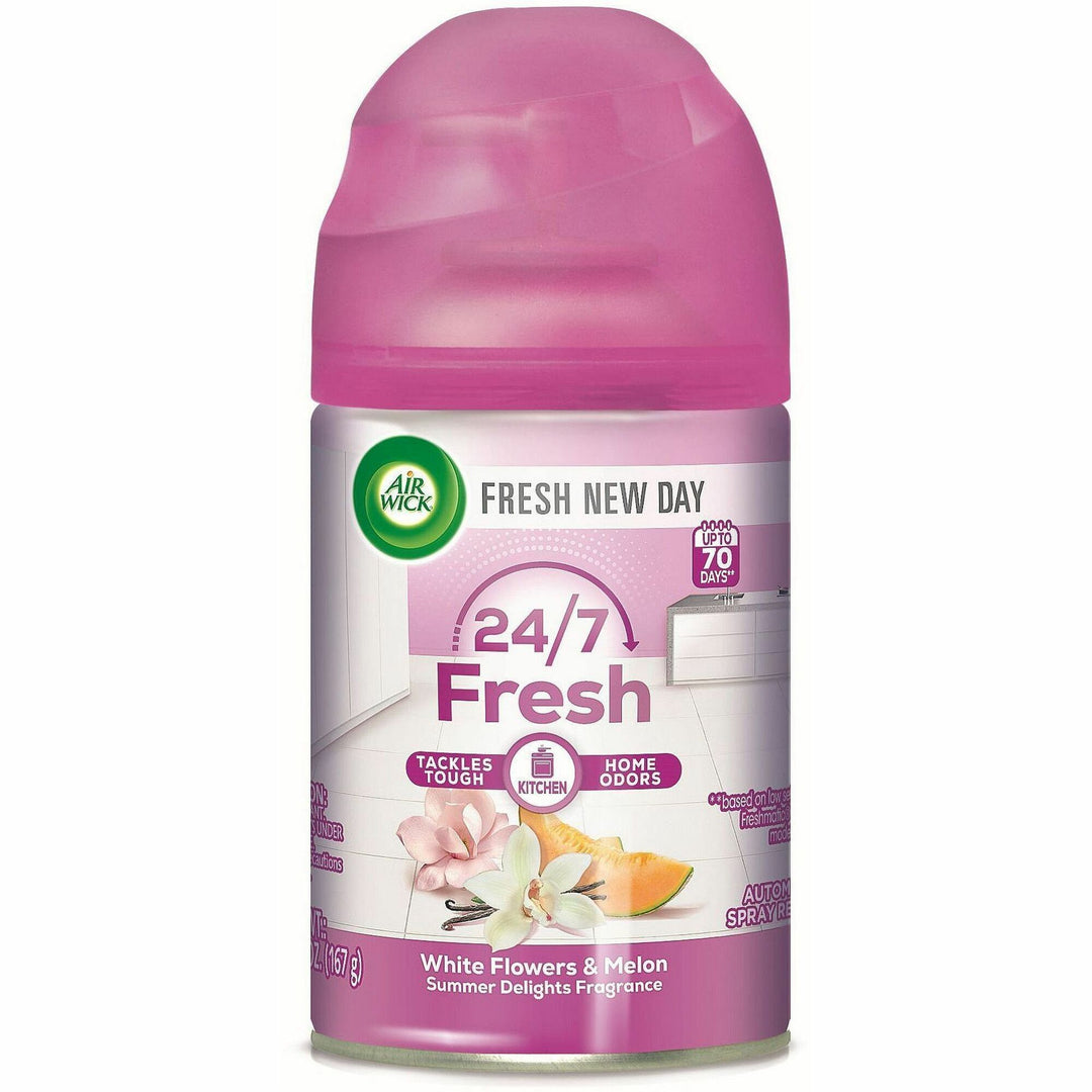 Image of Air Wick 91101 Freshmatic Life Scents Refill, Spray, 5.9 fl oz (0.2 quart), Summer Delights, 60 Day, Wall Mountable, Long Lasting, 1 Each