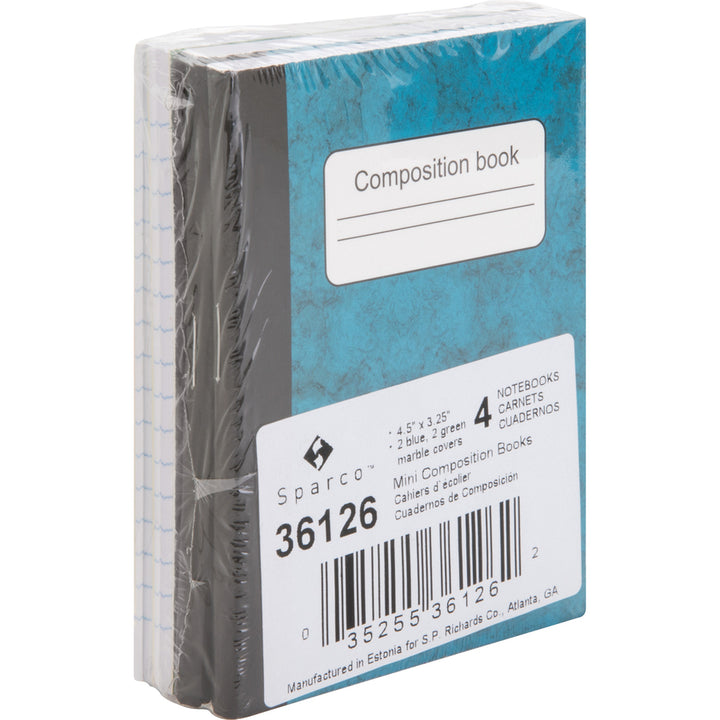 Image of Sparco Composition Book, 80 Sheets, 3-1/4"x4-1/2", 4/PK, Multi