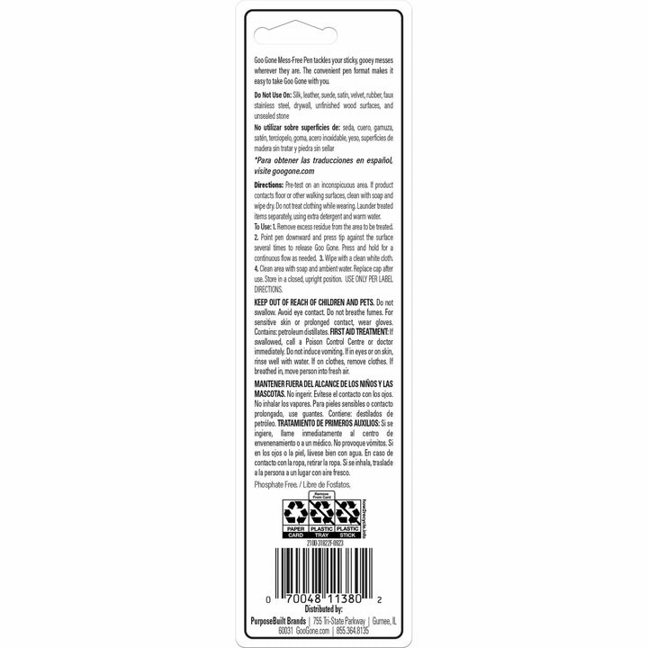 Image of Goo Gone 2100 Mess-free Pen, For Multipurpose, 0.34 fl oz, Spill Proof, Unbreakable, Compact, Mess-free, Long Lasting, Black, Orange, 1 Each